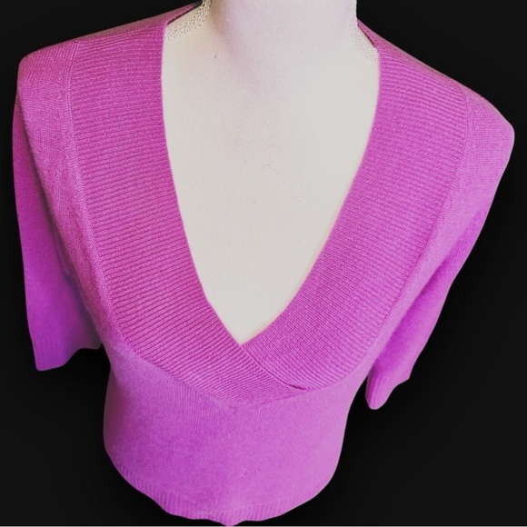 Anthropologie Purple Limited Edition Cashmere Collection Cassini V-Neck Sweater - Picture 5 of 16
